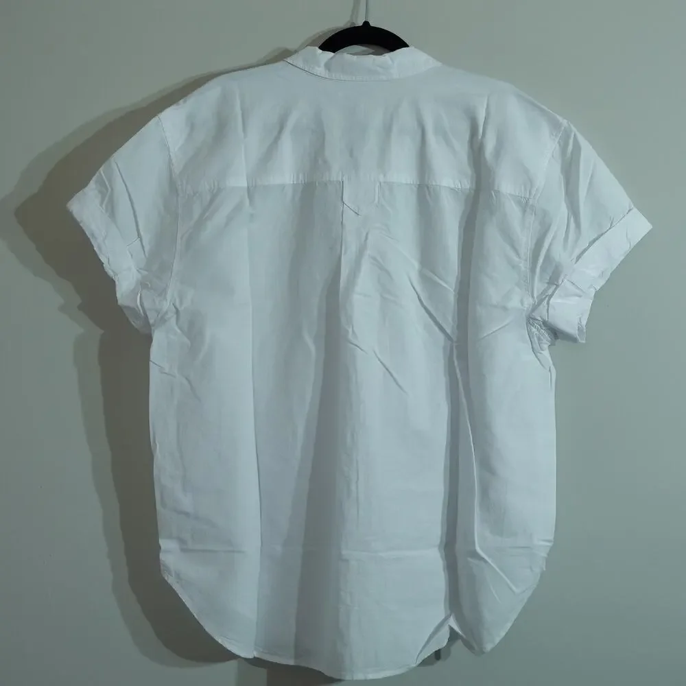 NWT Madewell White Button Short Sleeve Cotton Linen Blend Slim Central Shirt-XL - Picture 13 of 15